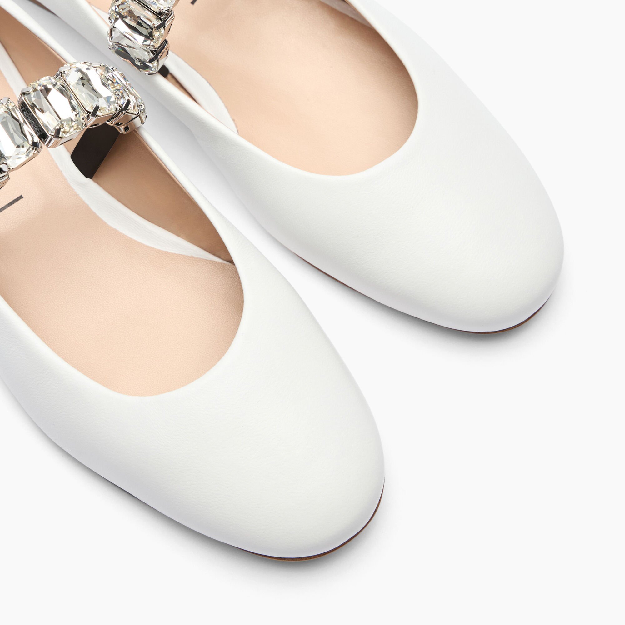 Casadei Crystal Ballet Flats White 1A283J0101C2675