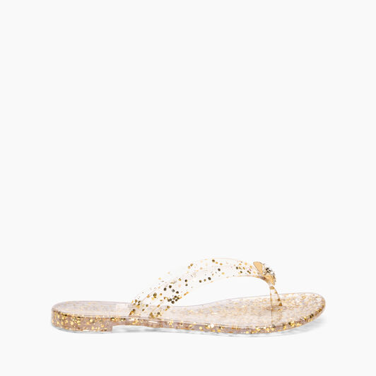 Casadei Jelly Glitter Flip Flops Ice and Gold 2Y255J0101BHGLT