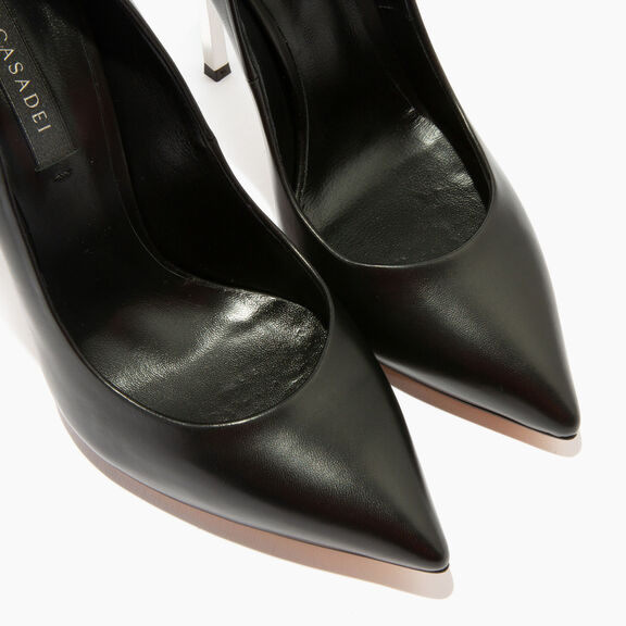 Casadei حذاء بكعب بليد من الجلد أسود 1F916W120MC1155