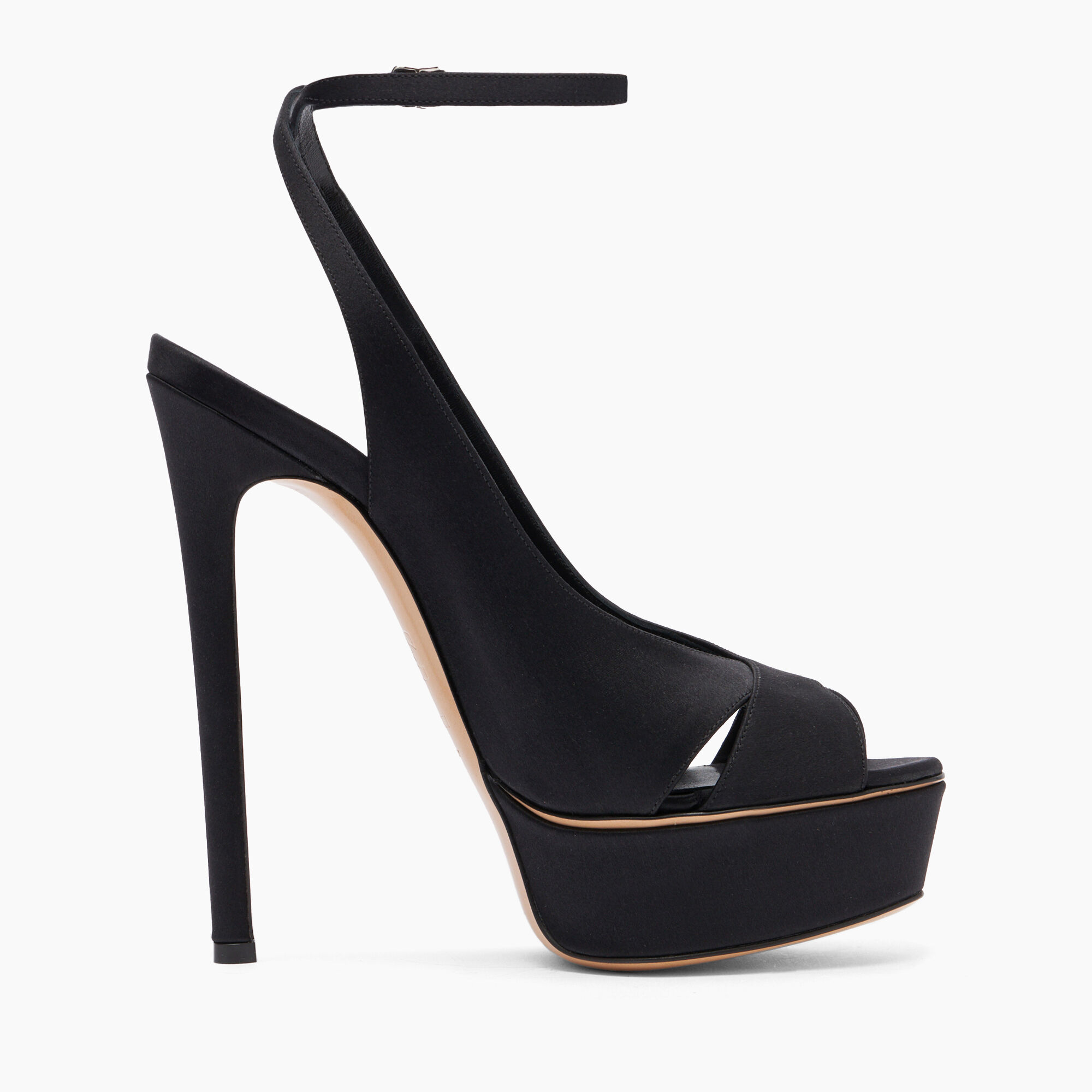 Flora Satin Platform Sandals in Black for Women Casadei