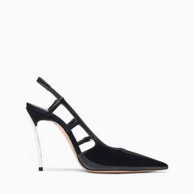 Casadei Superblade Straps Patent Leather Slingbacks Nero 1G631J100MC1313
