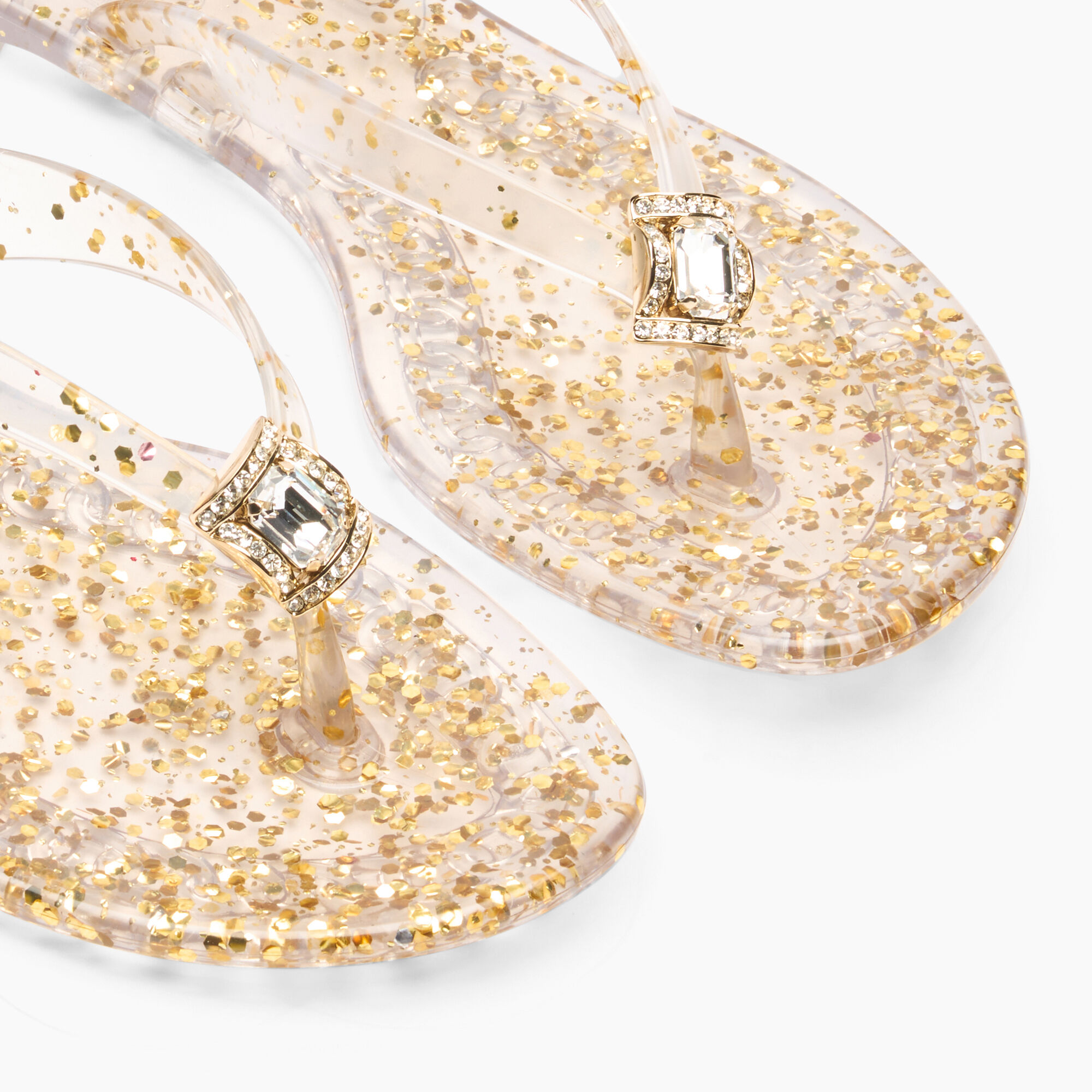 Casadei Jelly Glitter Flip Flops Ice and Gold 2Y255J0101BHGLT