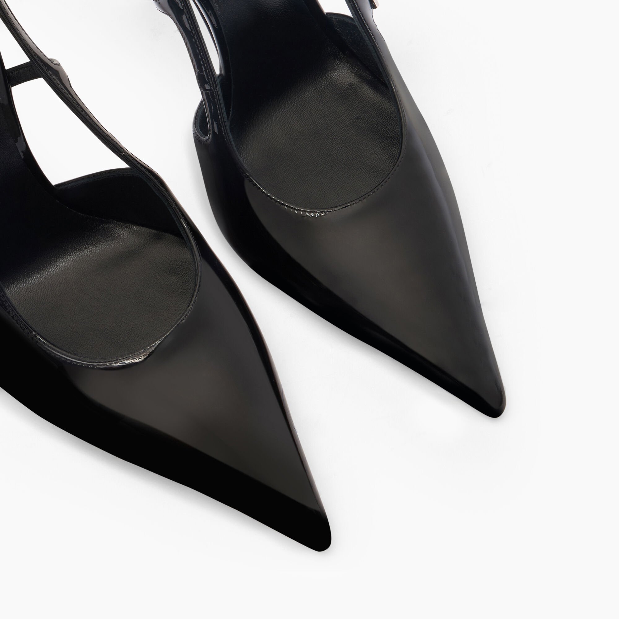 Casadei Superblade Straps Patent Leather Slingbacks Black 1G631J100MC1313
