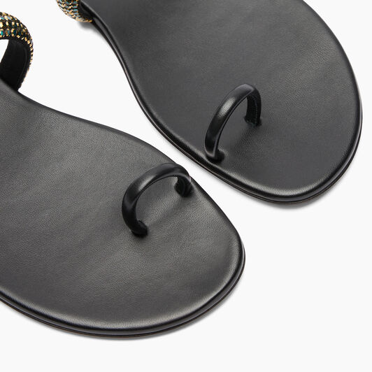 Casadei Flat Olympo Sandals Black 1N230J0101C2660