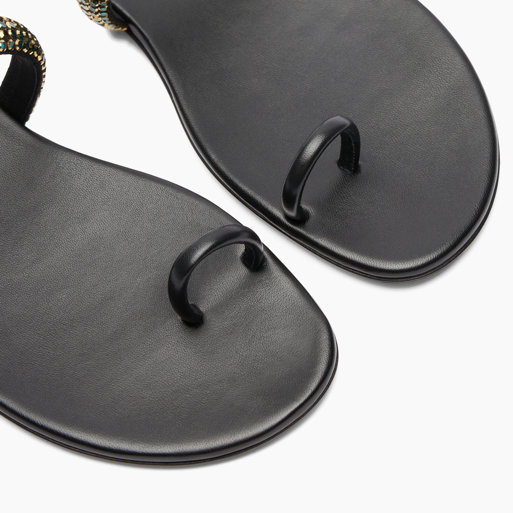 Casadei Flat Olympo Sandals Black 1N230J0101C2660