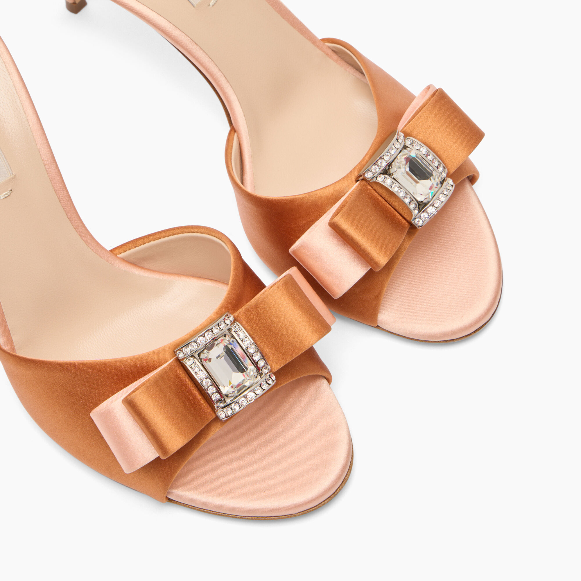 Casadei Julia You Satin Mules Topazio and Light Peach 1M420J0801C2654