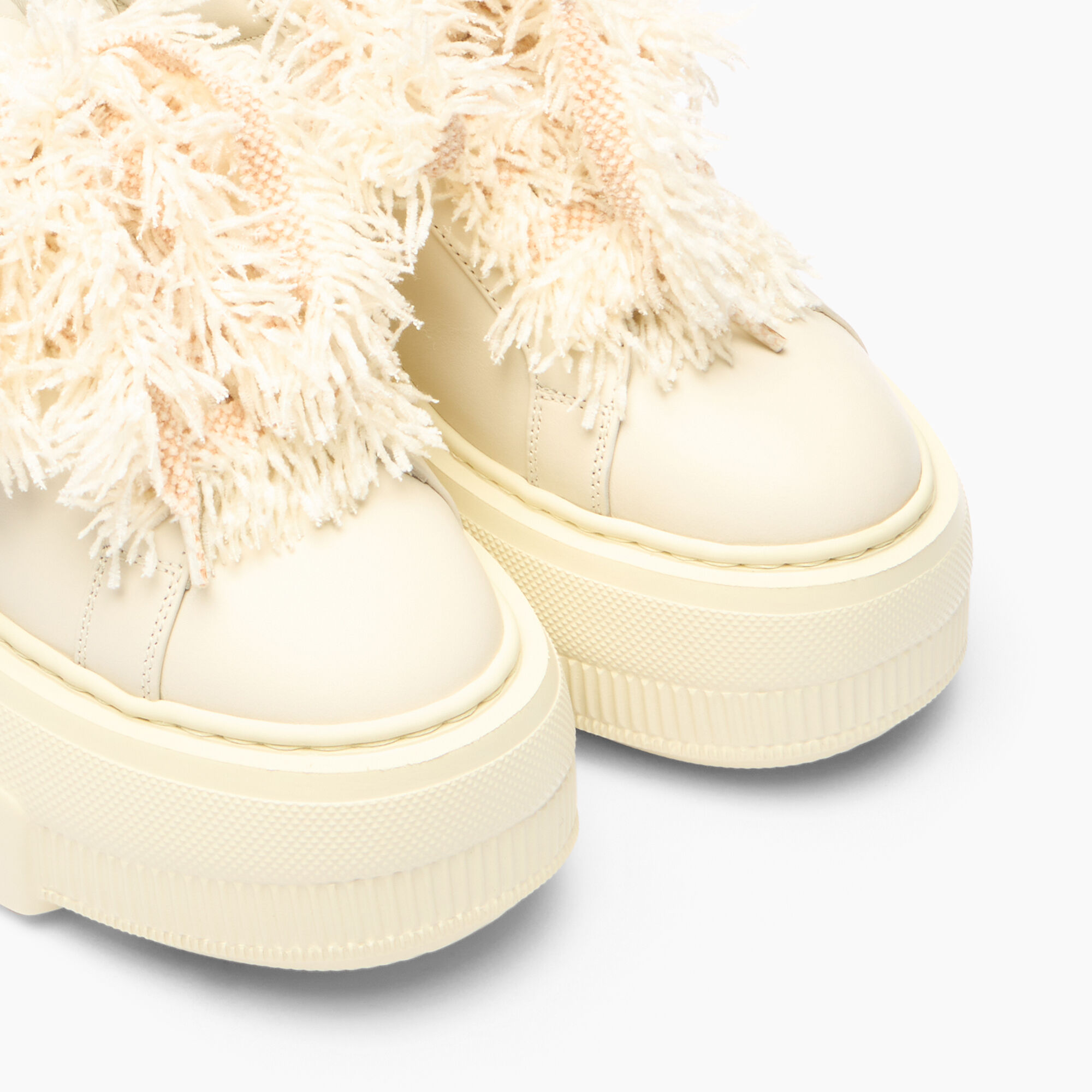 Nexus Sneaker with fluffy yarn lace in Milk for Women | Casadei®