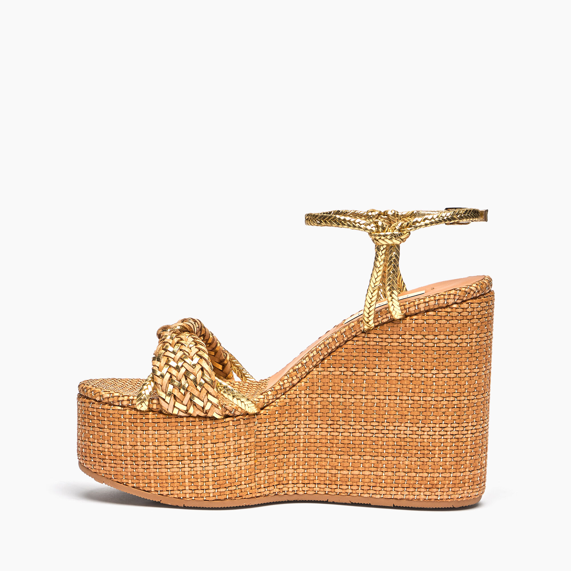 Casadei Marbella Lux Wedges Isa Natur and gold 1L342J0801C2730