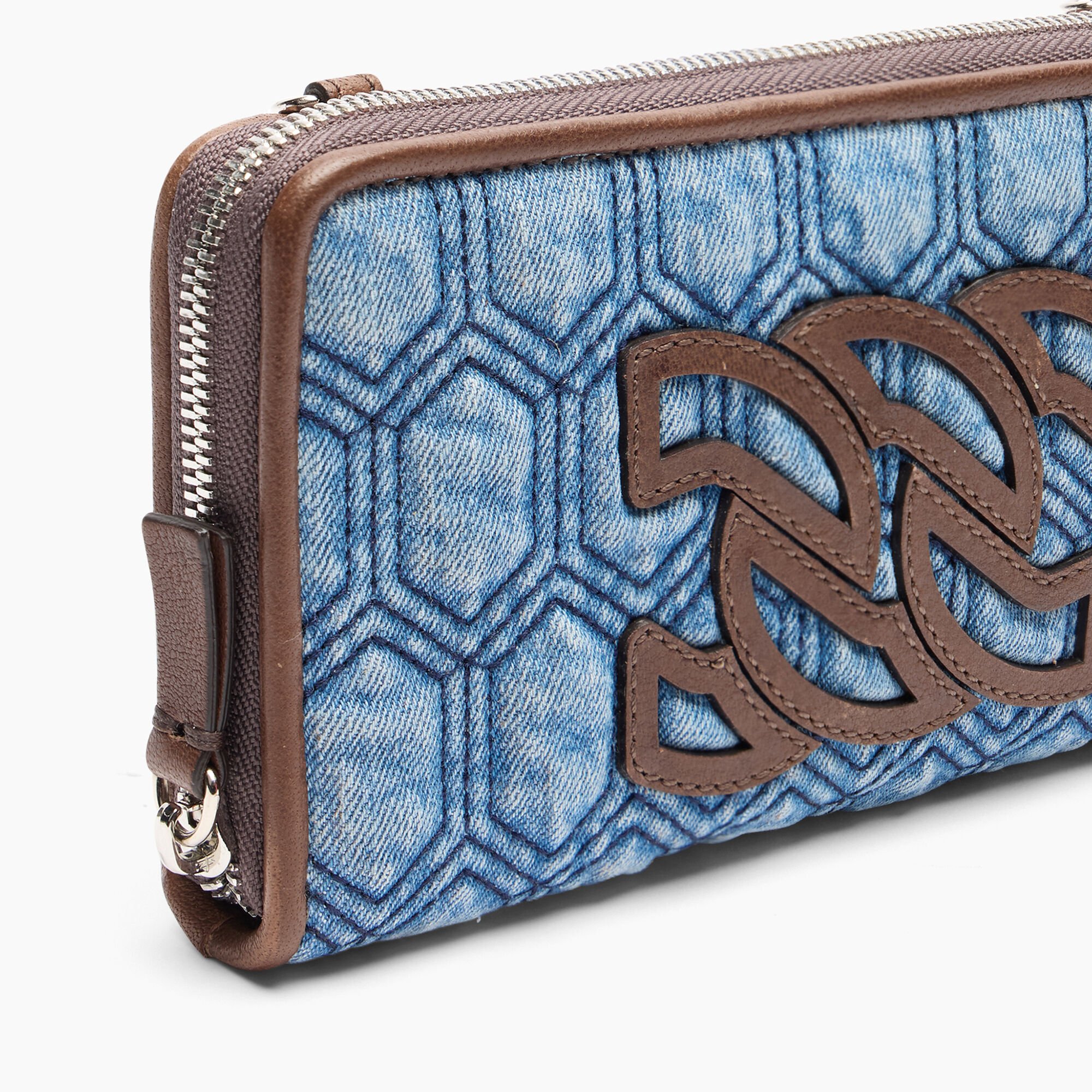 Casadei Denim Wallet Denim and Saddle 4U007J0000B0353