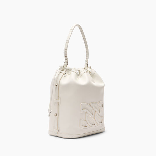 Casadei Voyage Leather Bucket Bag Bianco 3W461J0000VOYAG