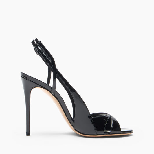 Casadei Julia Samurai Double Belts Slingback  Black 1L414B1001TIFFA