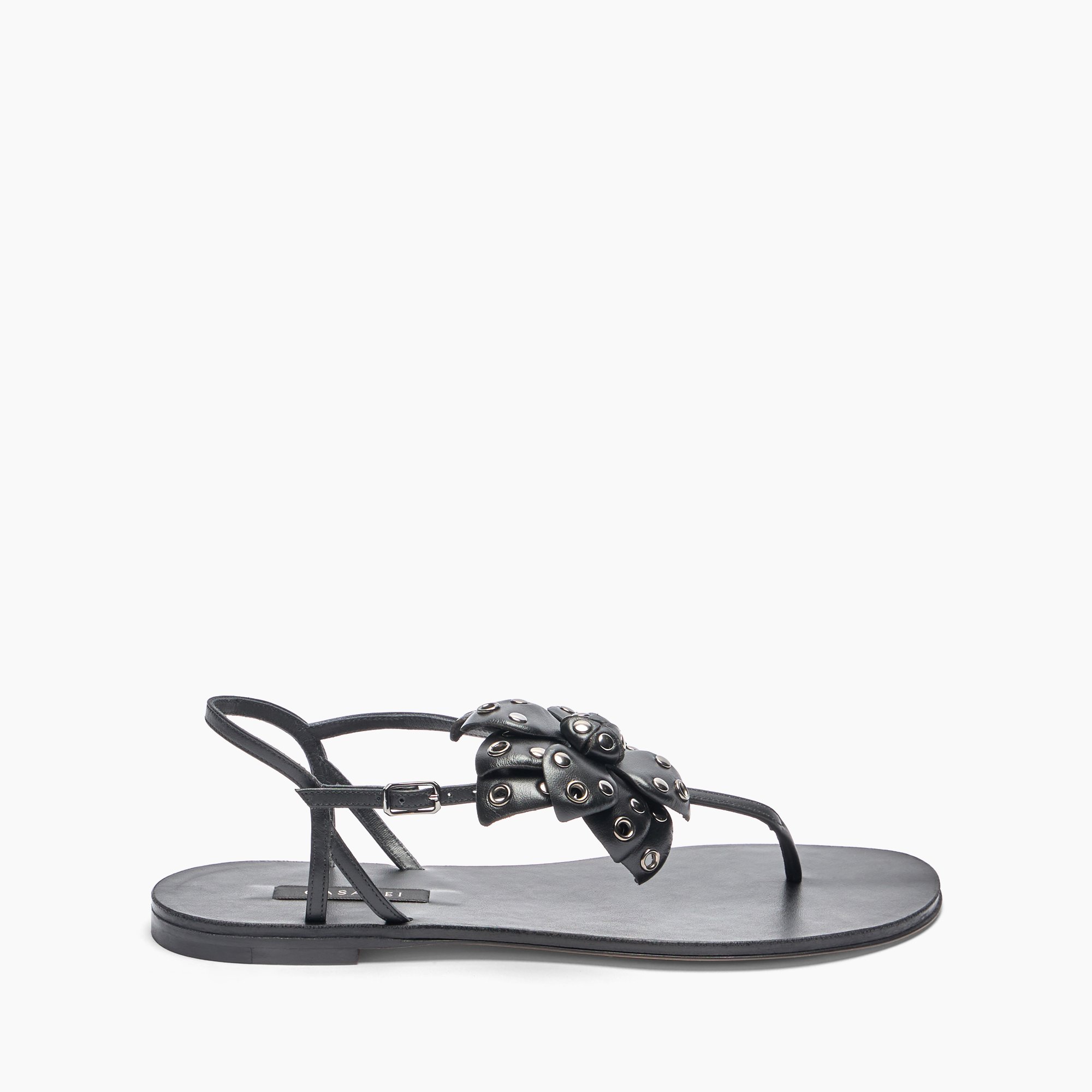 Casadei Stud-embellished Flat Sandals In Black