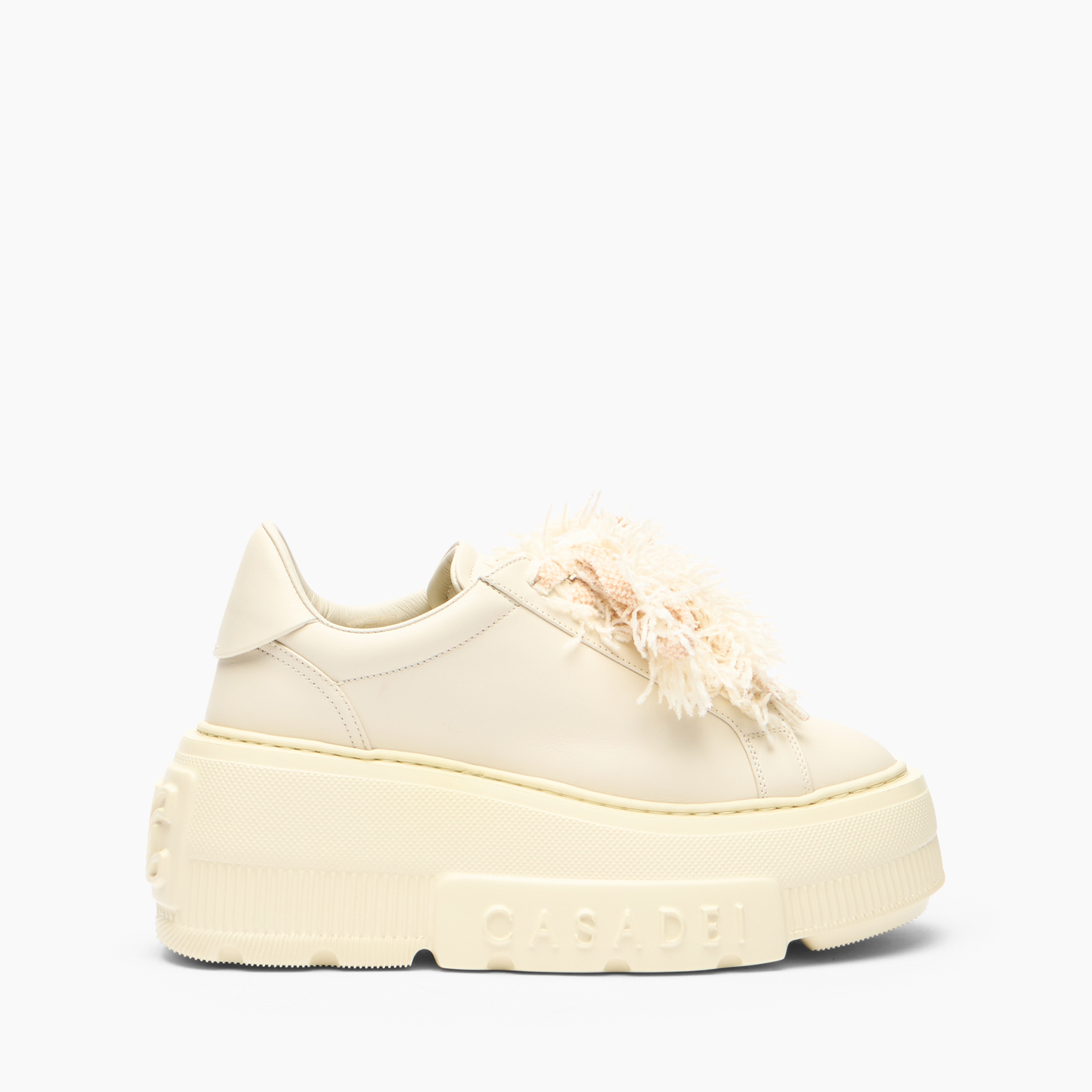 Nexus Sneaker with fluffy yarn lace in Milk for Women | Casadei®