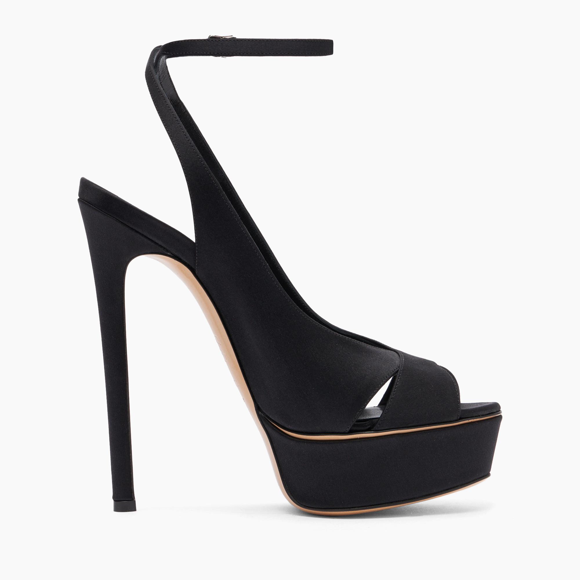 Casadei Flora Jolly 140mm Satin Sandals In Black