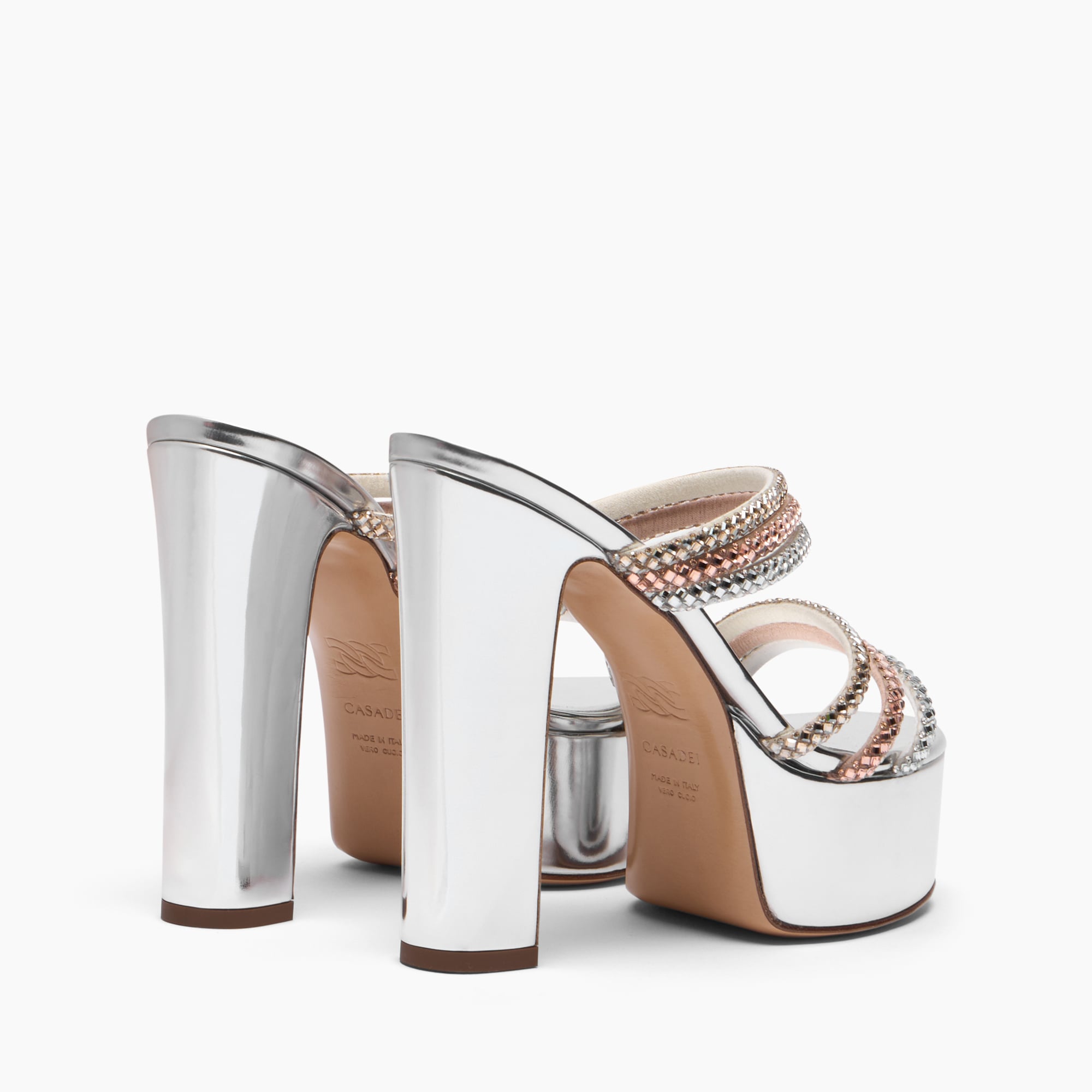  Casadei Patty Platform Andromeda Mule - Frau Plateauschuhe Silver 35 