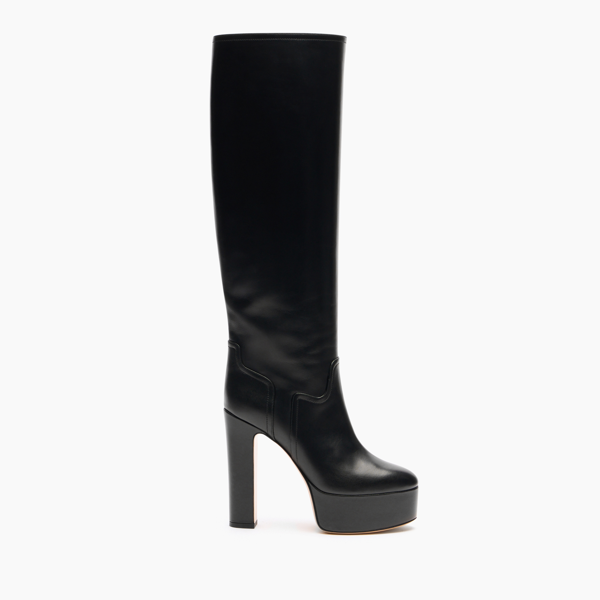 CASADEI 黒 リボン付き オープントゥー ハイヒール Patty To The Knee Boots in Black for Women | Casadei®