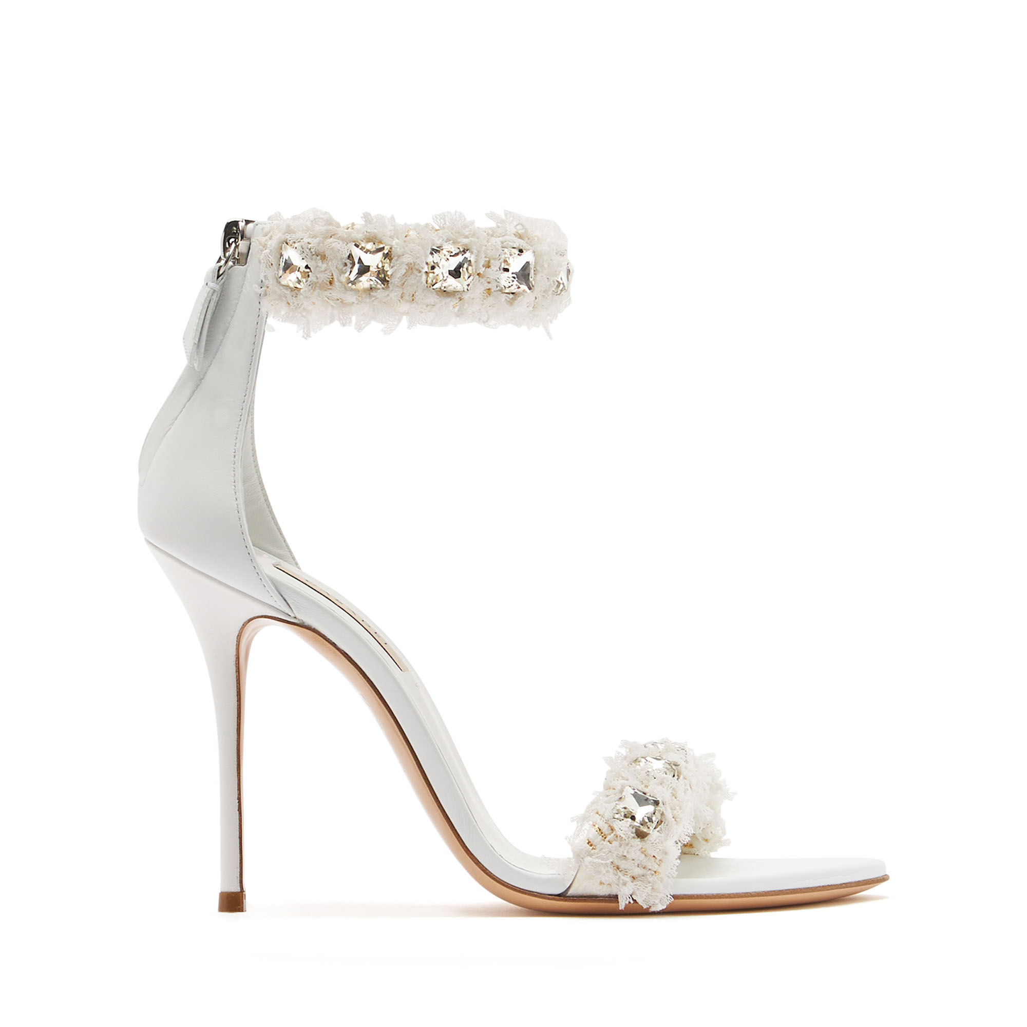 Shop Casadei Elsa Leather Sandals - Woman Sandals White 40