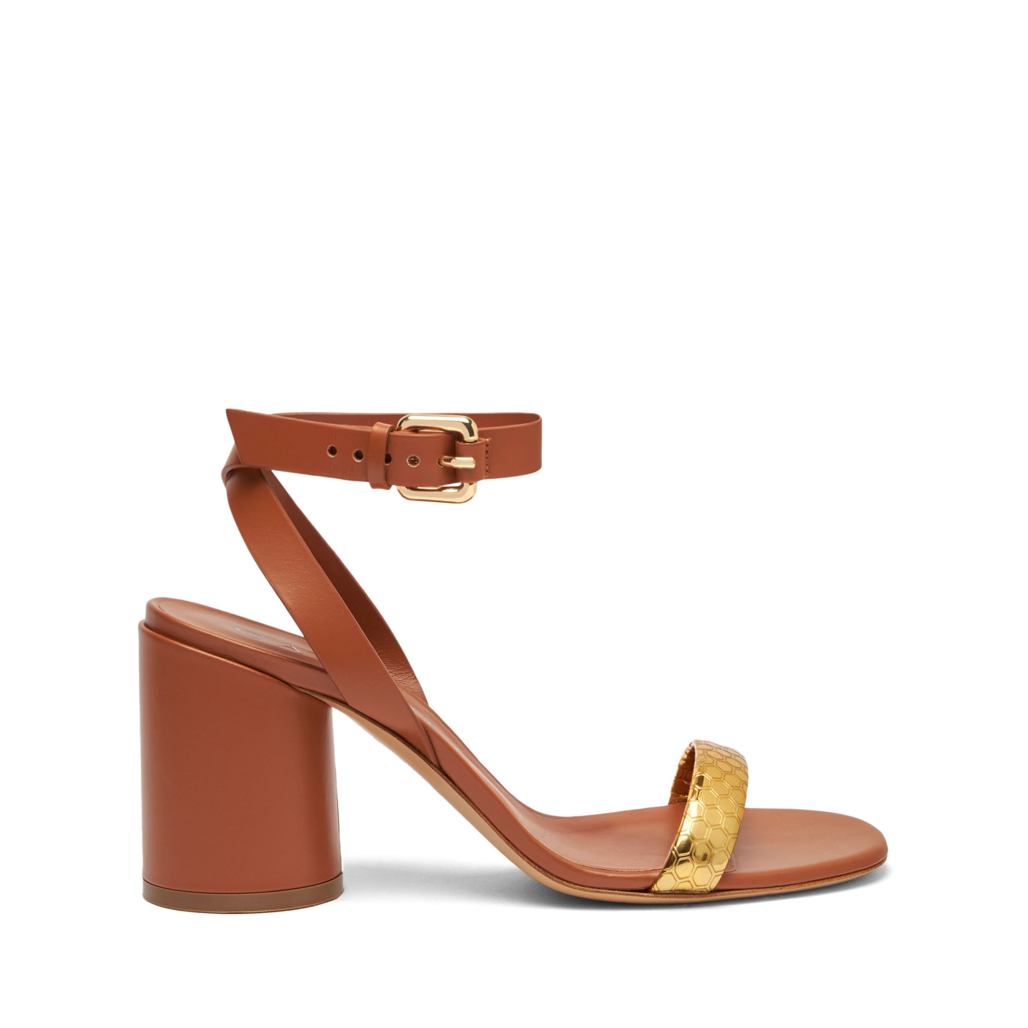 Shop Casadei Atomium Cleo - Woman Sandals Gold And Etruria 40