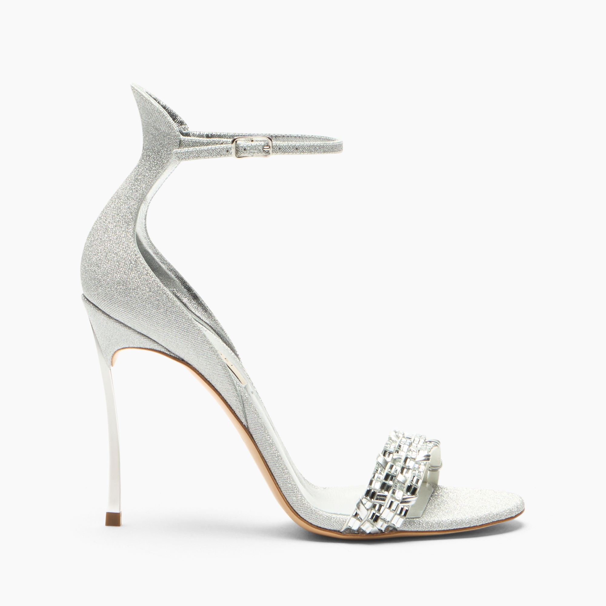 Cappa Blade Godyva Sandal in Crystal+Silver for Women | Casadei®