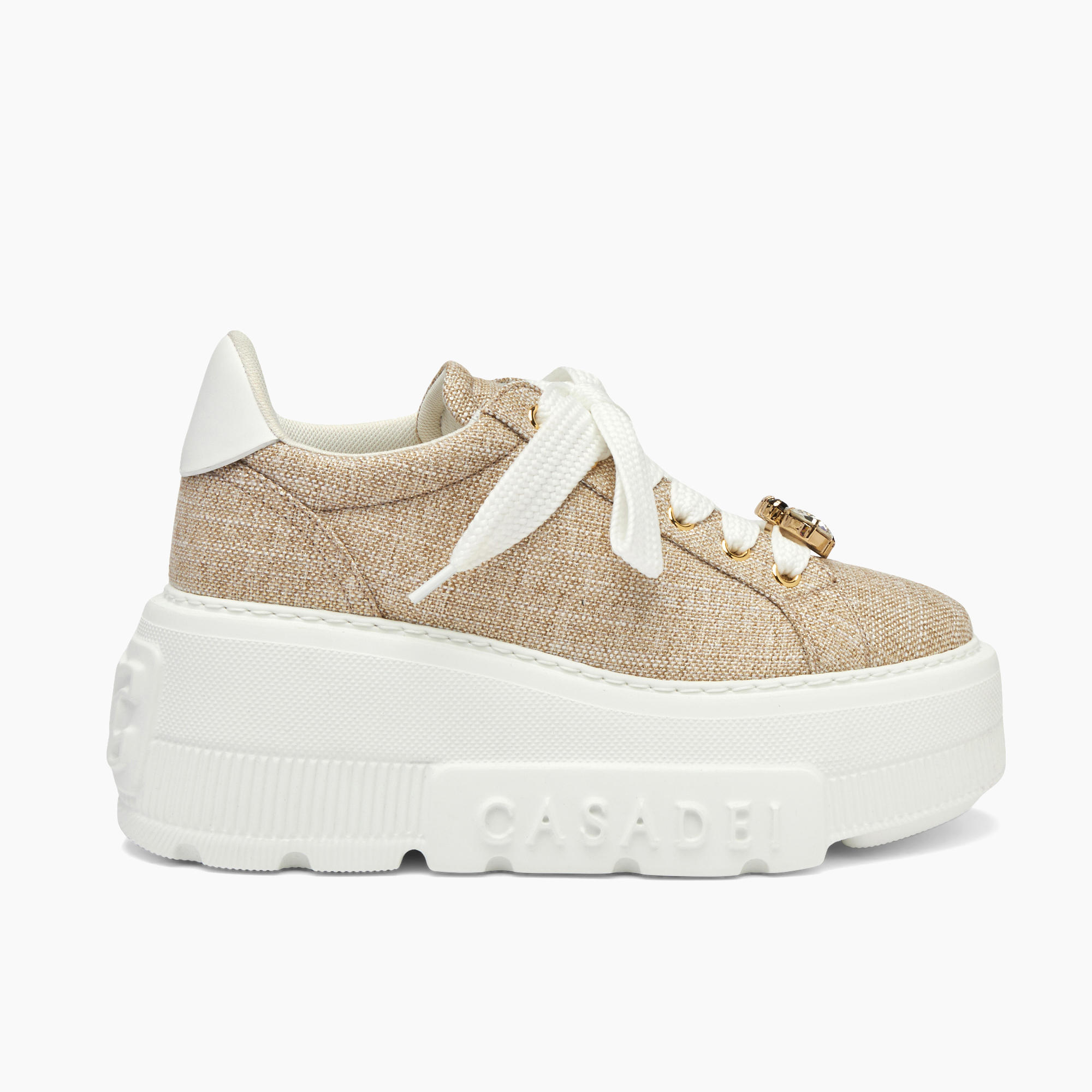 Casadei Nexus Queen Bee Sneakers - Woman Xxl Sole Gold And White 38.5 In Gold And White