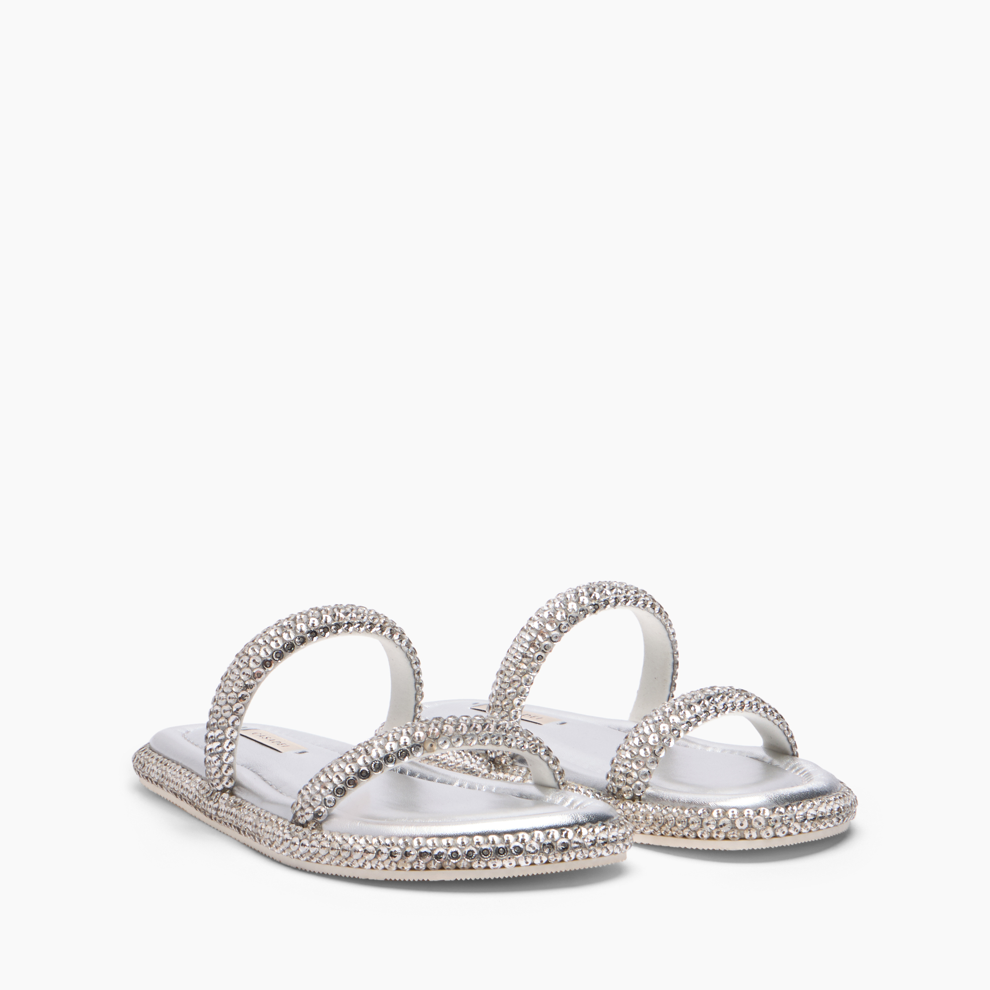  Casadei Sirio Strass Flat Sandale - Frau Flats Silver,  Silver 36 
