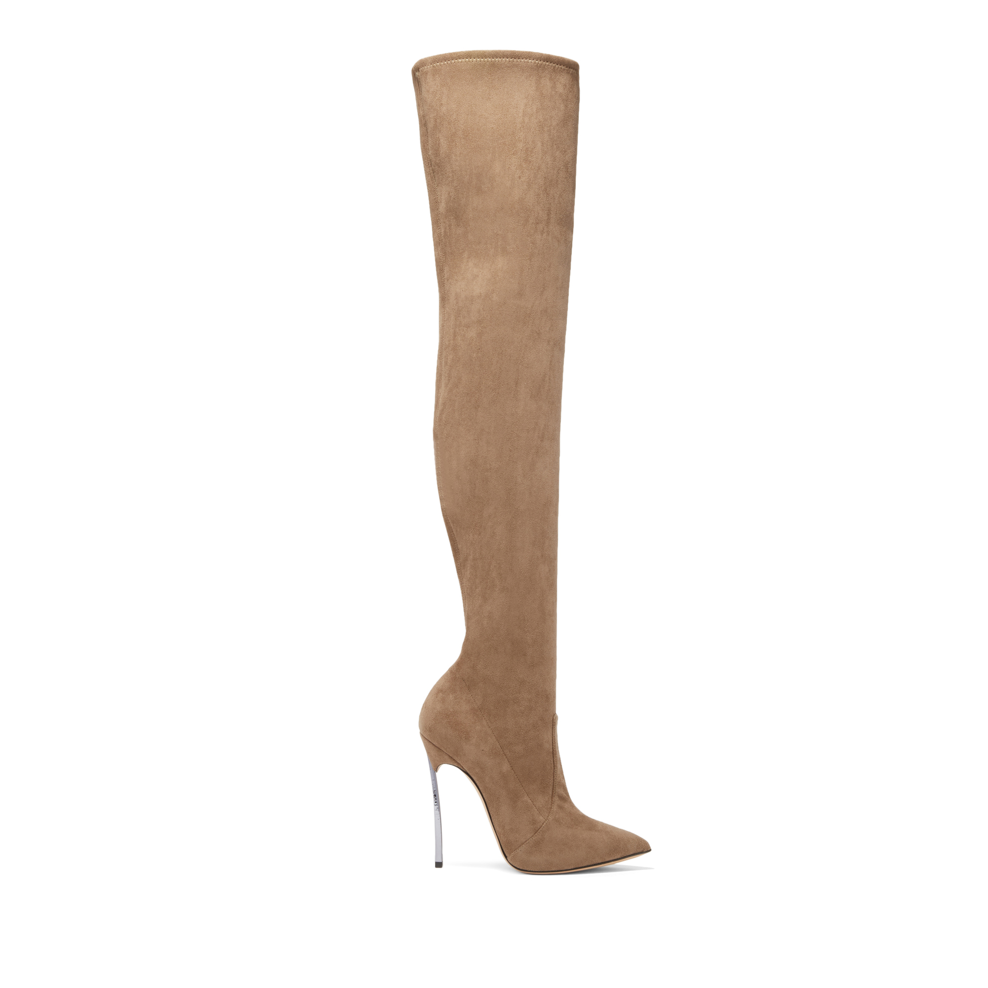 Casadei Blade Eco Suede - Woman Over The Knee Boots Mud 39