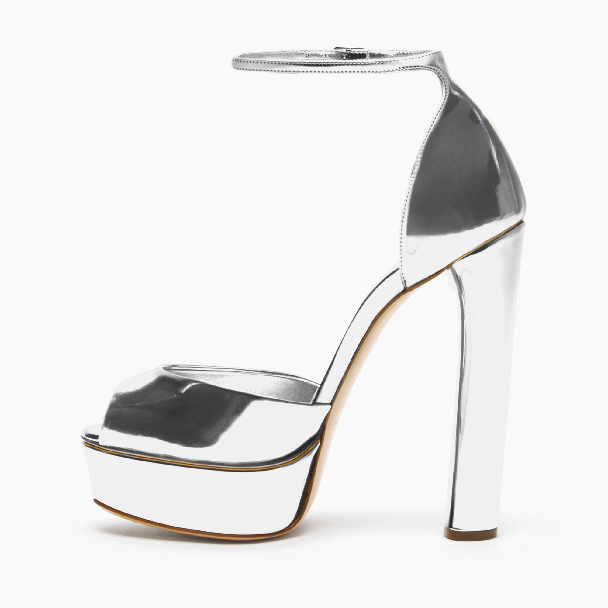  Casadei Flora Intestellar Platform Sandals - Frau Plateauschuhe Silver 36 