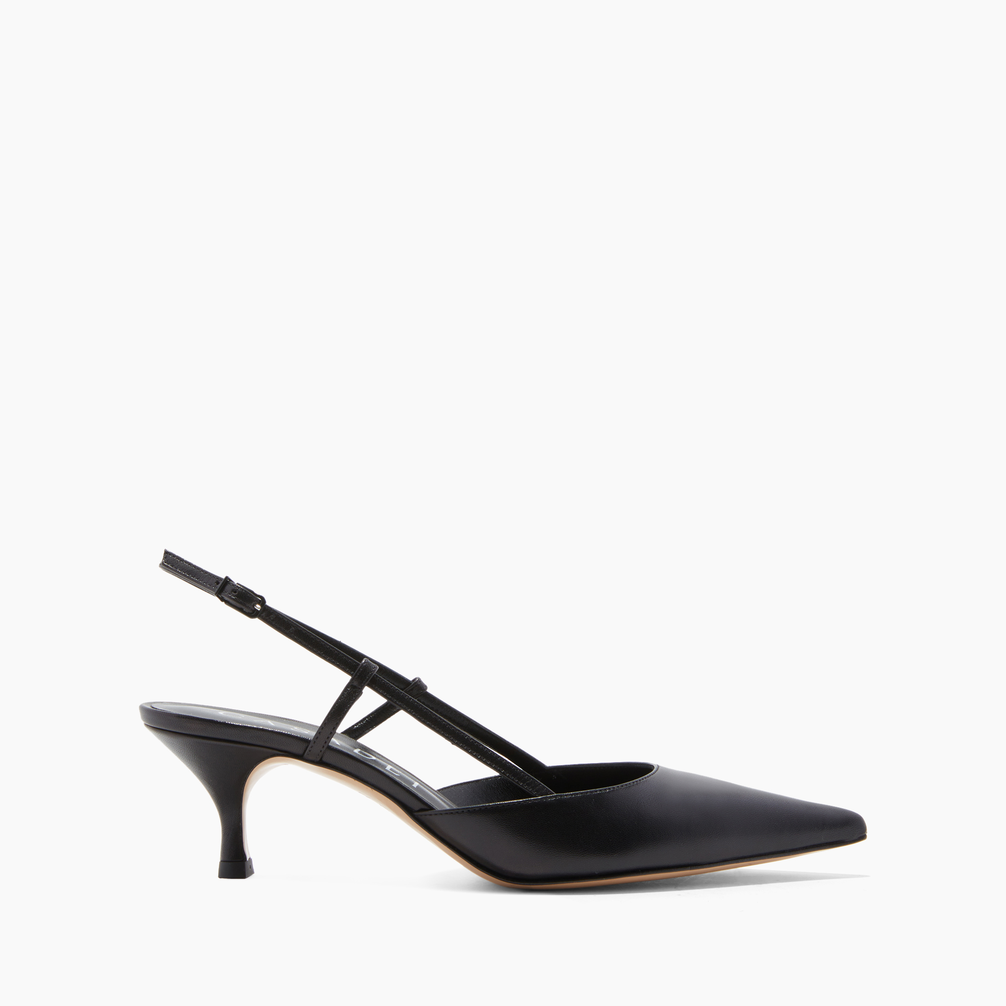Casadei Point Toe Minorca Leather Slingbacks 6cm In Black