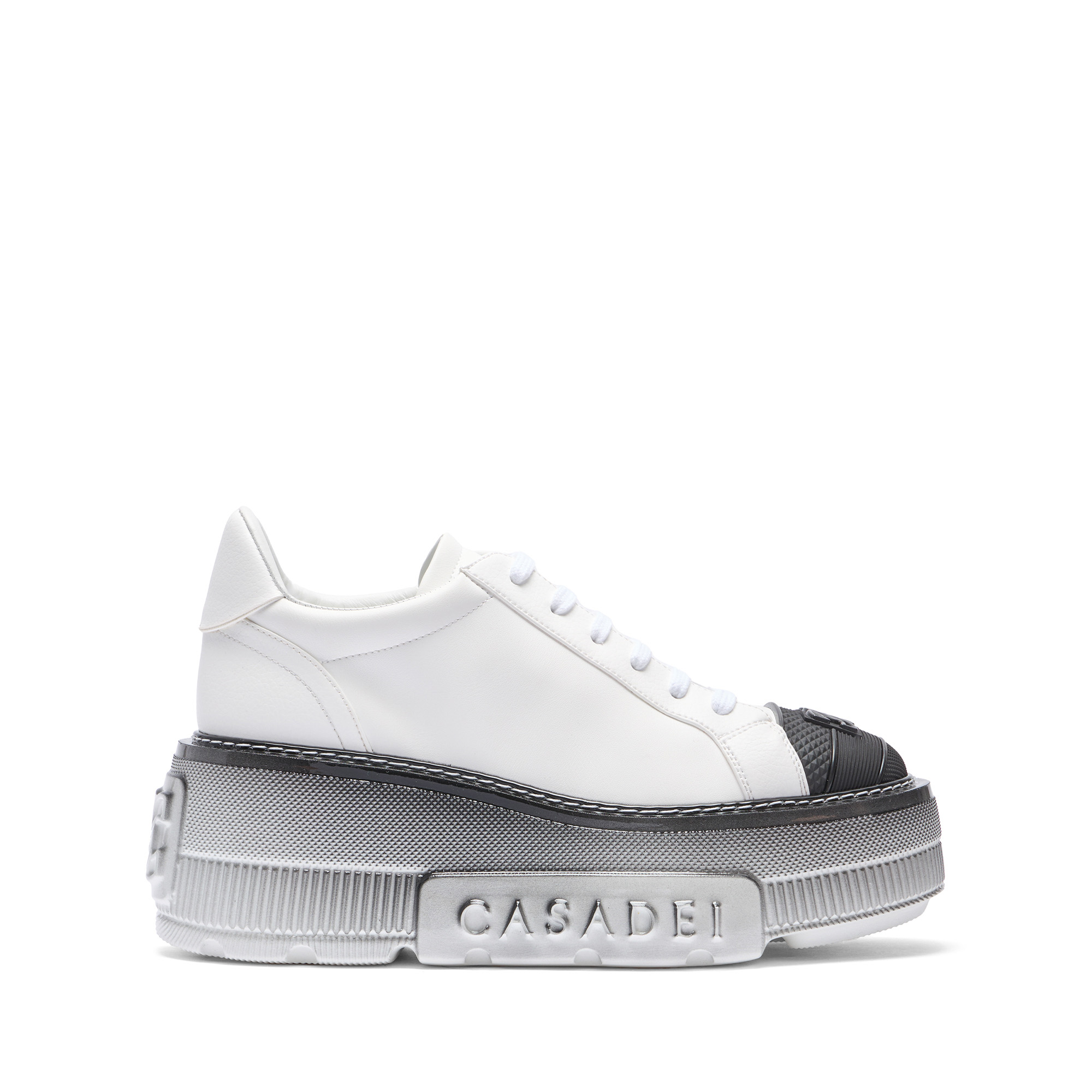 Shop Casadei Nexus Toe Cap Sneakers - Woman Xxl Sole White And Black 41