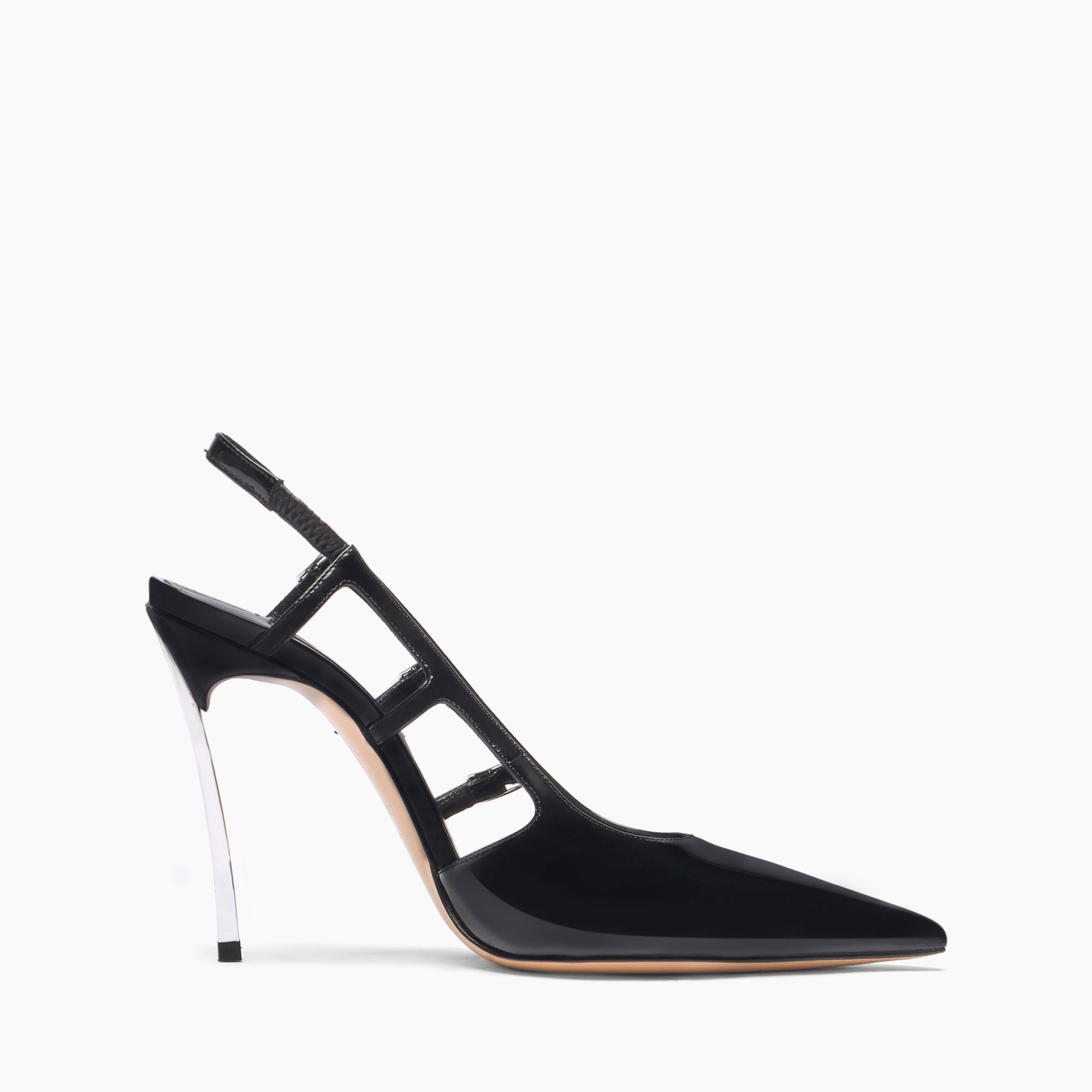 Casadei Superblade Straps Patent Leather Slingbacks - Woman Pumps And Slingback Black 38 In Black