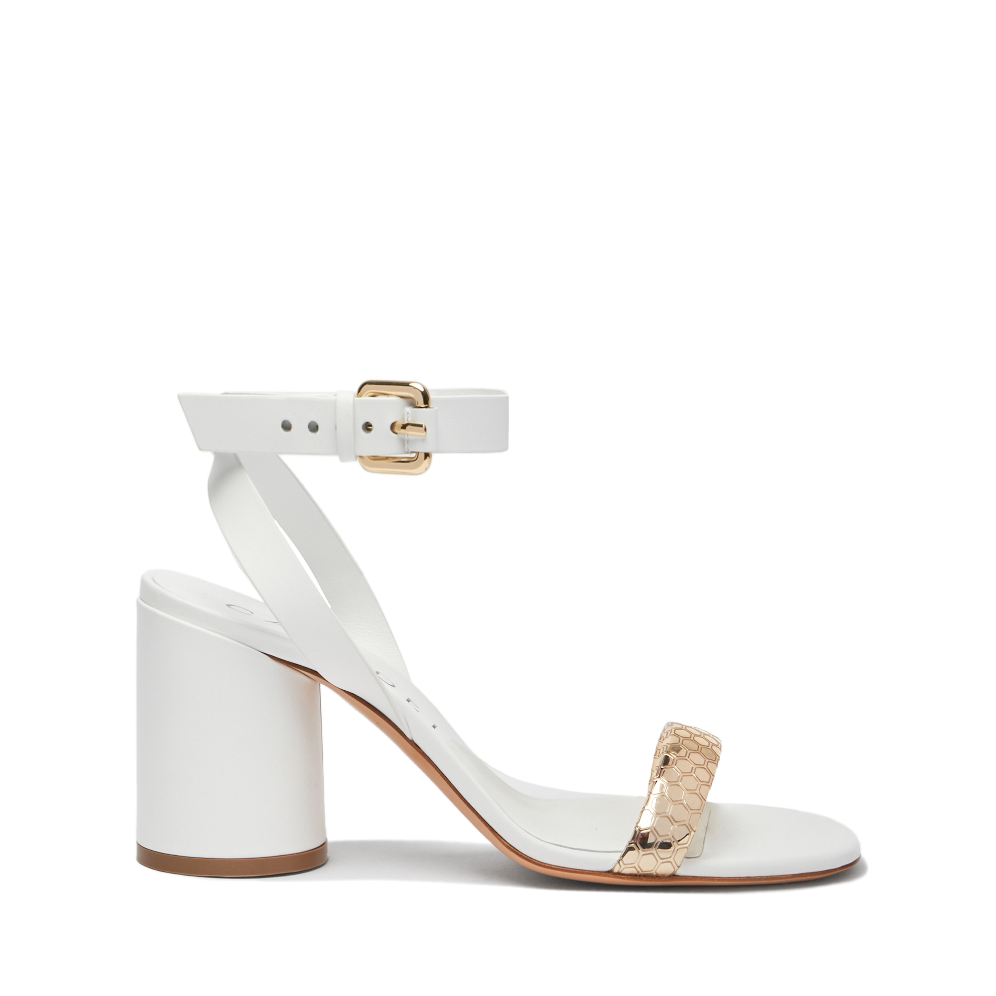 Casadei Atomium Cleo 80mm Leather Sandals In Platinum And White